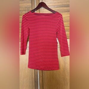 Amazon Essentials Red and Black Striped Long Sleeve Top